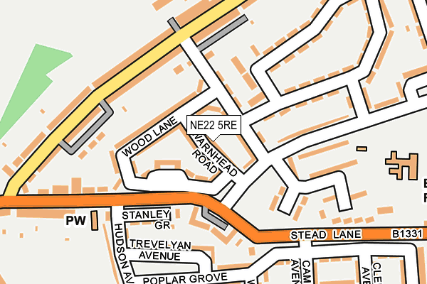 NE22 5RE map - OS OpenMap – Local (Ordnance Survey)