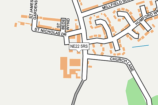 NE22 5RS map - OS OpenMap – Local (Ordnance Survey)