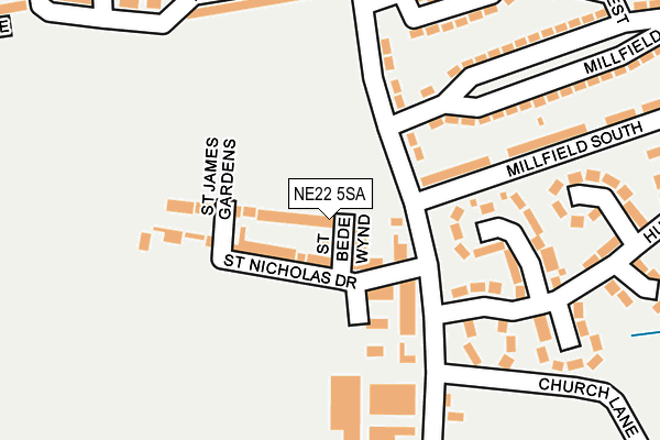 NE22 5SA map - OS OpenMap – Local (Ordnance Survey)