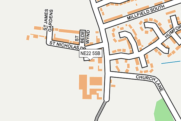 NE22 5SB map - OS OpenMap – Local (Ordnance Survey)