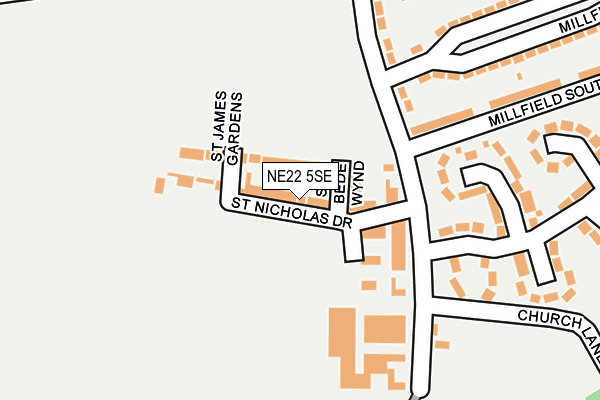 NE22 5SE map - OS OpenMap – Local (Ordnance Survey)