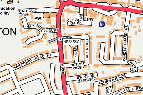 NE22 5SG map - OS OpenMap – Local (Ordnance Survey)