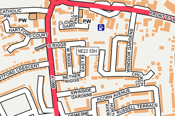 NE22 5SH map - OS OpenMap – Local (Ordnance Survey)