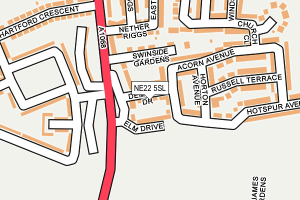 NE22 5SL map - OS OpenMap – Local (Ordnance Survey)