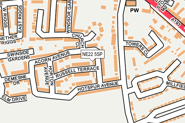 NE22 5SP map - OS OpenMap – Local (Ordnance Survey)