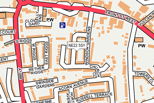 NE22 5SY map - OS OpenMap – Local (Ordnance Survey)