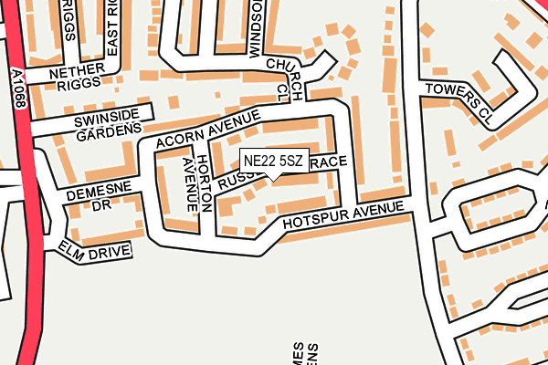 NE22 5SZ map - OS OpenMap – Local (Ordnance Survey)