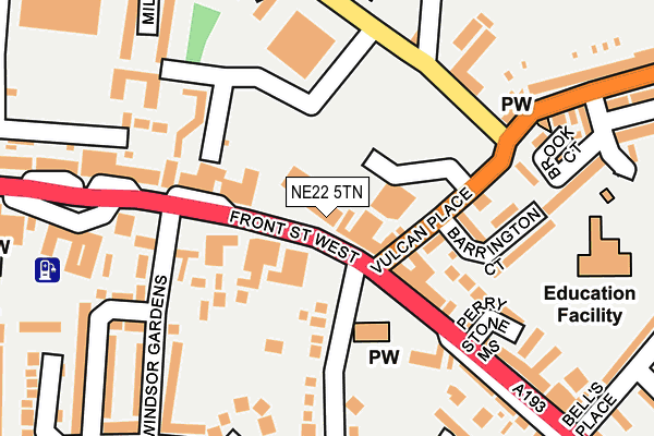 NE22 5TN map - OS OpenMap – Local (Ordnance Survey)