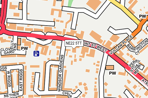 NE22 5TT map - OS OpenMap – Local (Ordnance Survey)