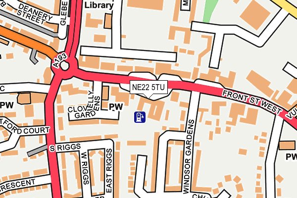 NE22 5TU map - OS OpenMap – Local (Ordnance Survey)