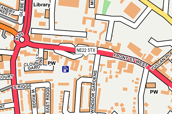 NE22 5TX map - OS OpenMap – Local (Ordnance Survey)