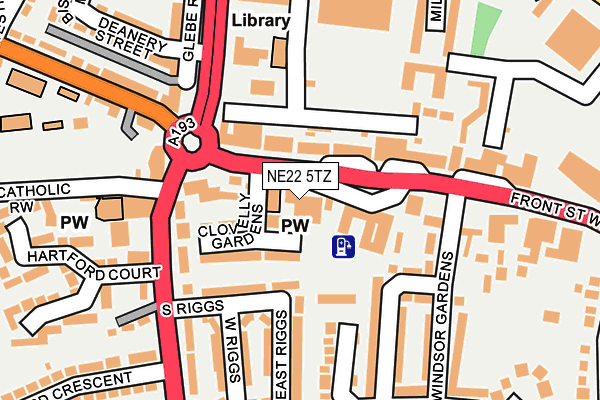 NE22 5TZ map - OS OpenMap – Local (Ordnance Survey)
