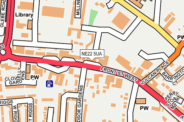 NE22 5UA map - OS OpenMap – Local (Ordnance Survey)