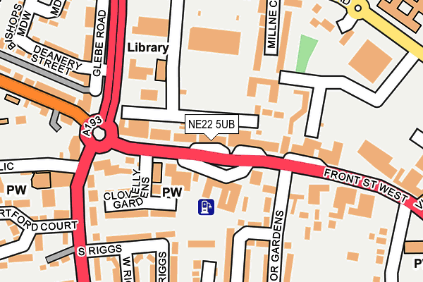 NE22 5UB map - OS OpenMap – Local (Ordnance Survey)