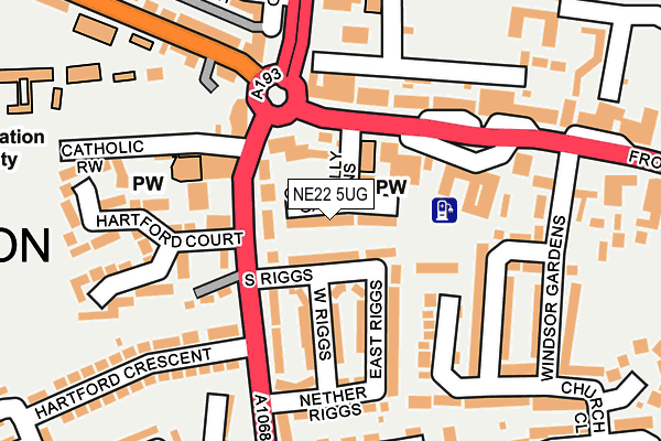 NE22 5UG map - OS OpenMap – Local (Ordnance Survey)