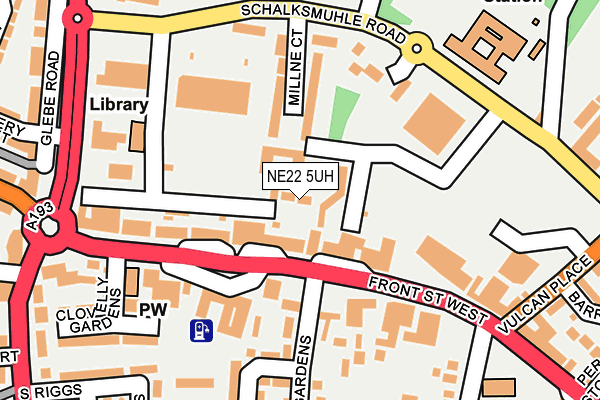 NE22 5UH map - OS OpenMap – Local (Ordnance Survey)