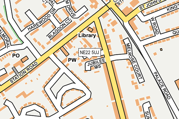 NE22 5UJ map - OS OpenMap – Local (Ordnance Survey)