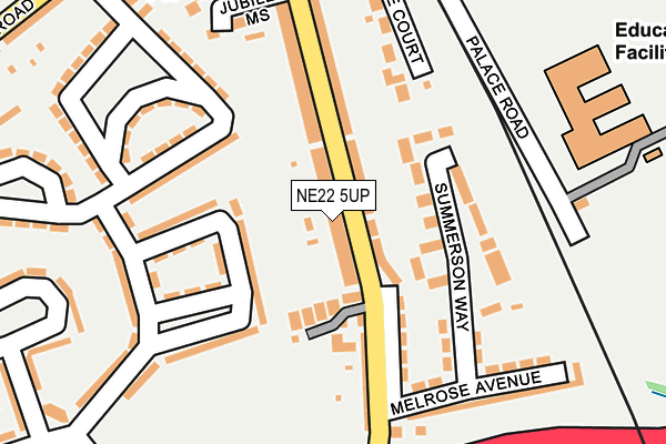 NE22 5UP map - OS OpenMap – Local (Ordnance Survey)