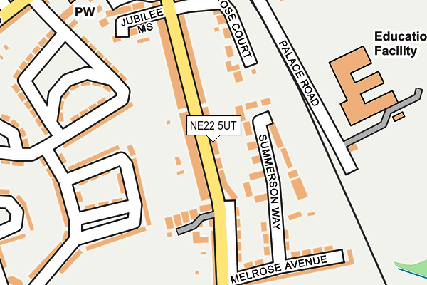 NE22 5UT map - OS OpenMap – Local (Ordnance Survey)