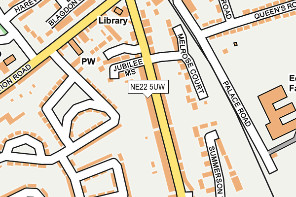 NE22 5UW map - OS OpenMap – Local (Ordnance Survey)