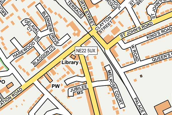 NE22 5UX map - OS OpenMap – Local (Ordnance Survey)