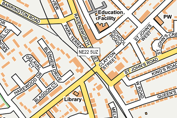 NE22 5UZ map - OS OpenMap – Local (Ordnance Survey)