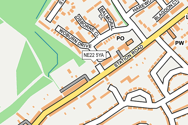 NE22 5YA map - OS OpenMap – Local (Ordnance Survey)