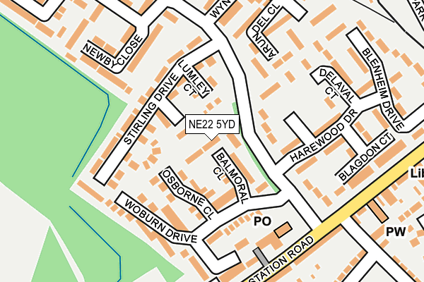 NE22 5YD map - OS OpenMap – Local (Ordnance Survey)