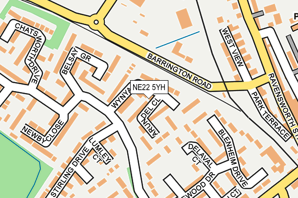 NE22 5YH map - OS OpenMap – Local (Ordnance Survey)