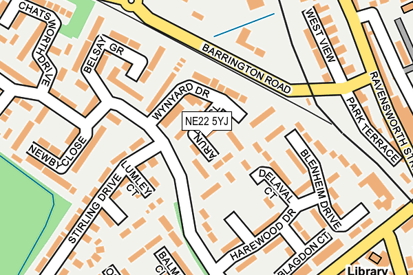 NE22 5YJ map - OS OpenMap – Local (Ordnance Survey)