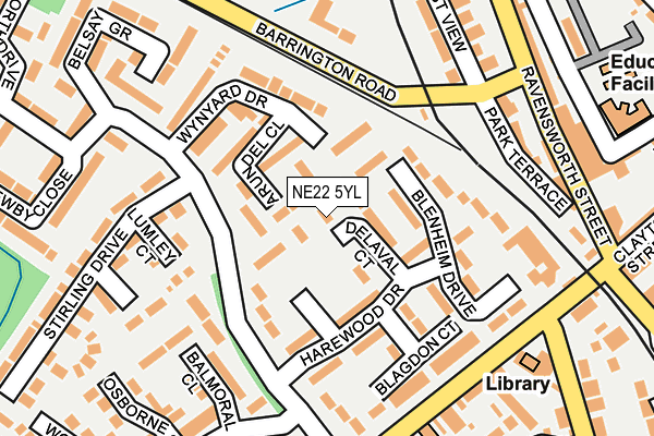 NE22 5YL map - OS OpenMap – Local (Ordnance Survey)