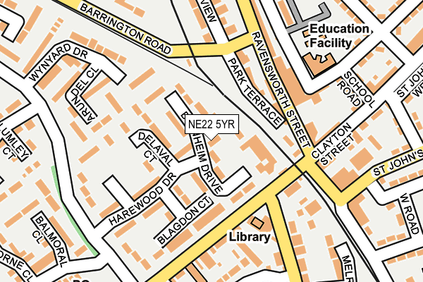 NE22 5YR map - OS OpenMap – Local (Ordnance Survey)