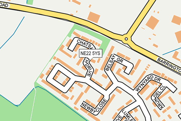 NE22 5YS map - OS OpenMap – Local (Ordnance Survey)