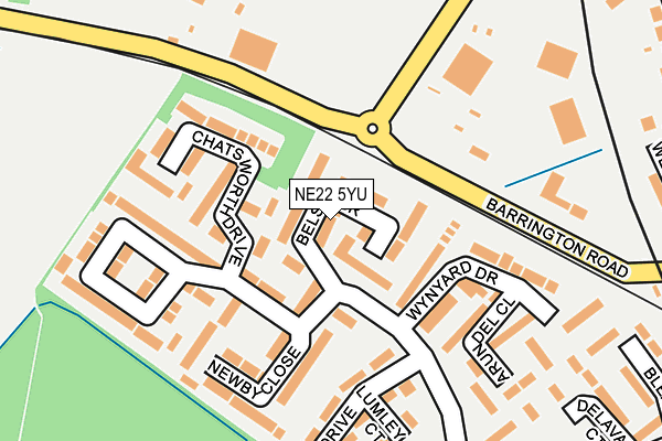 NE22 5YU map - OS OpenMap – Local (Ordnance Survey)