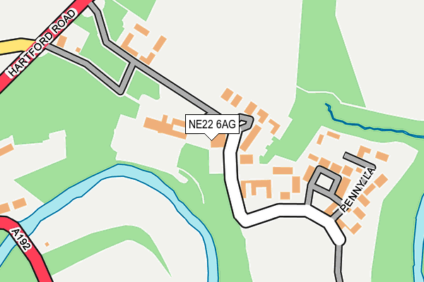 NE22 6AG map - OS OpenMap – Local (Ordnance Survey)