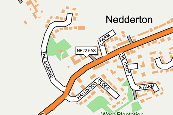 NE22 6AS map - OS OpenMap – Local (Ordnance Survey)