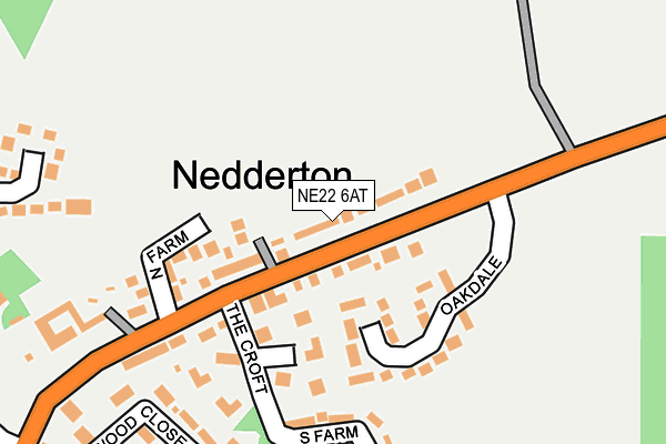 NE22 6AT map - OS OpenMap – Local (Ordnance Survey)