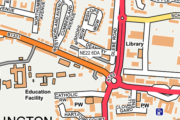 NE22 6DA map - OS OpenMap – Local (Ordnance Survey)