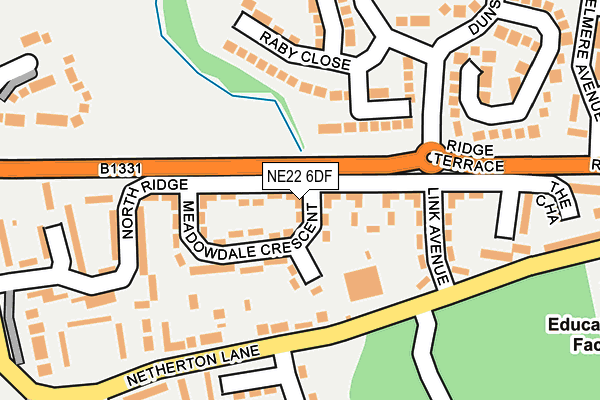 NE22 6DF map - OS OpenMap – Local (Ordnance Survey)