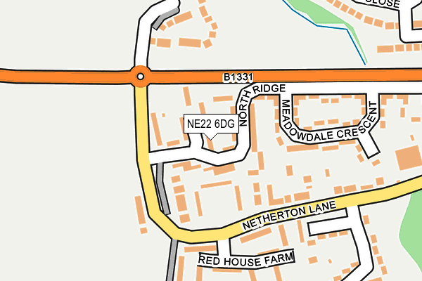 NE22 6DG map - OS OpenMap – Local (Ordnance Survey)