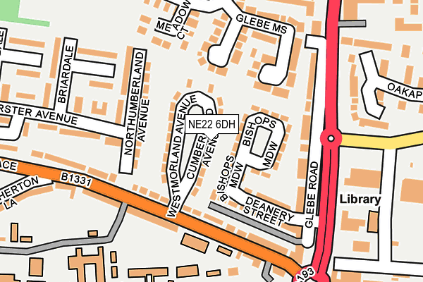 NE22 6DH map - OS OpenMap – Local (Ordnance Survey)