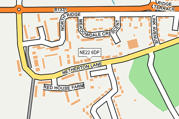 NE22 6DP map - OS OpenMap – Local (Ordnance Survey)