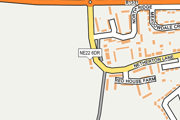 NE22 6DR map - OS OpenMap – Local (Ordnance Survey)