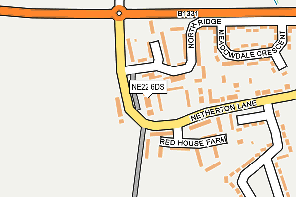 NE22 6DS map - OS OpenMap – Local (Ordnance Survey)