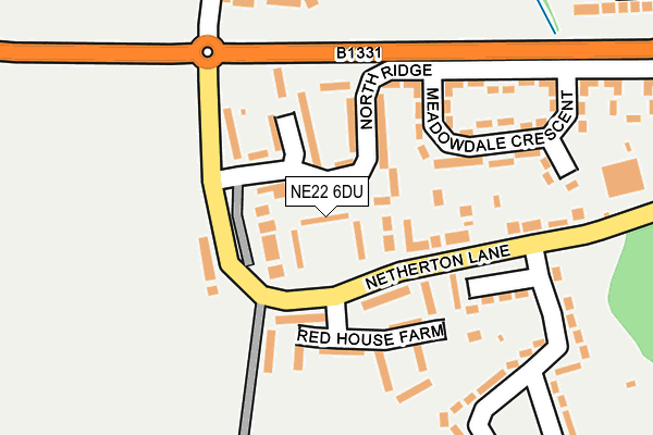 NE22 6DU map - OS OpenMap – Local (Ordnance Survey)