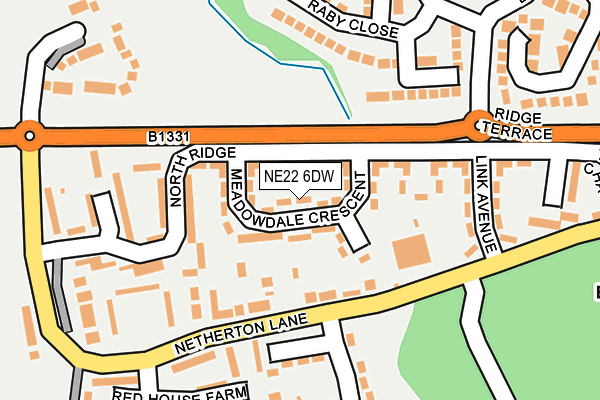 NE22 6DW map - OS OpenMap – Local (Ordnance Survey)