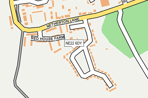NE22 6DY map - OS OpenMap – Local (Ordnance Survey)