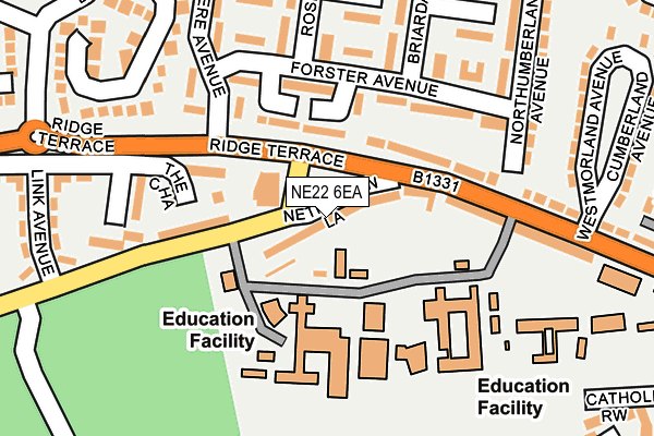 NE22 6EA map - OS OpenMap – Local (Ordnance Survey)