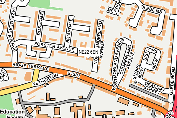NE22 6EN map - OS OpenMap – Local (Ordnance Survey)