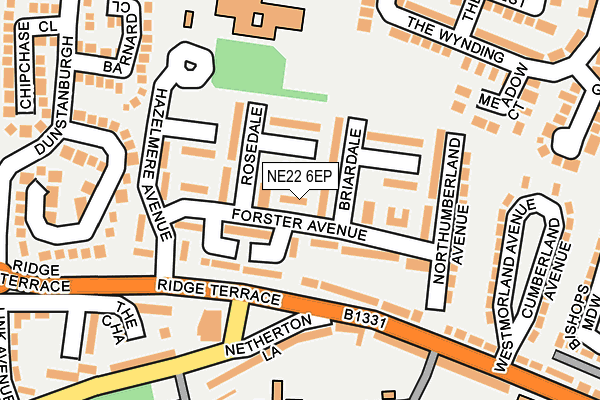 NE22 6EP map - OS OpenMap – Local (Ordnance Survey)